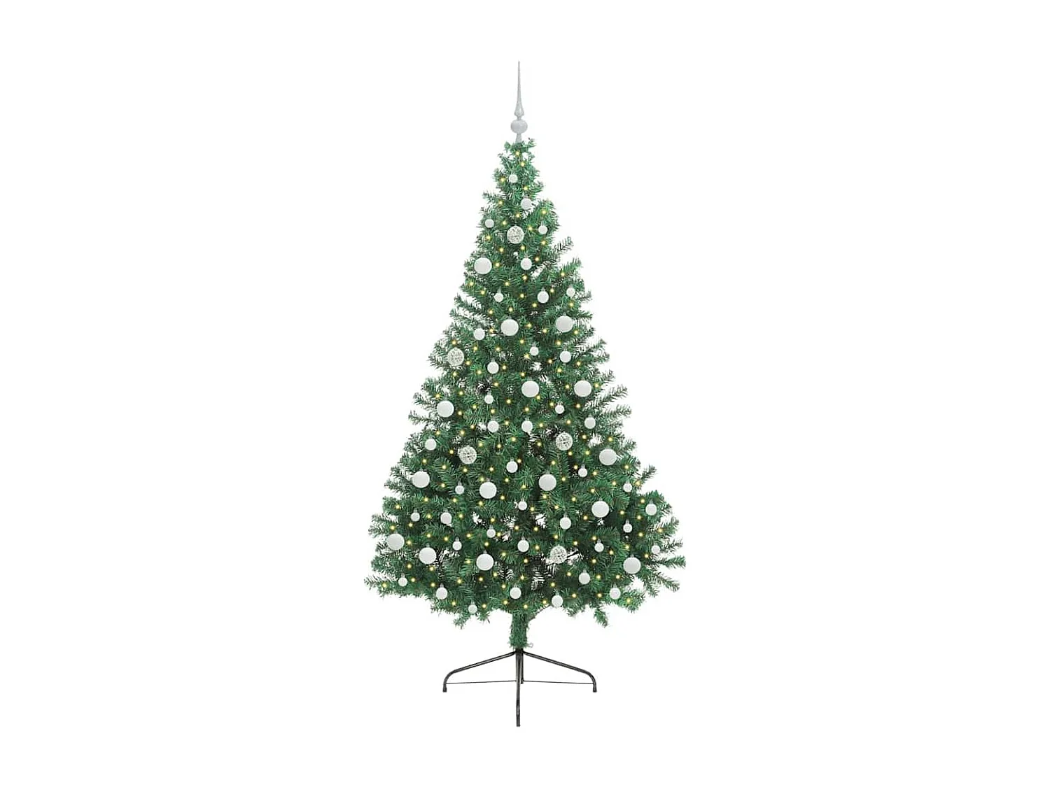 Voorverlichte kunstkerstboom groen 210cm PVC