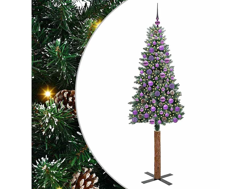 Sapin de Noël mince avec 300 LED Vert et blanc 180 cm
