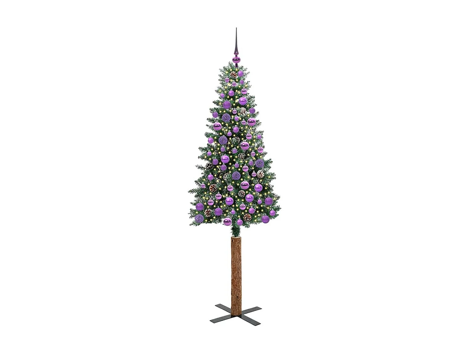Sapin de Noël mince avec 300 LED Vert et blanc 180 cm