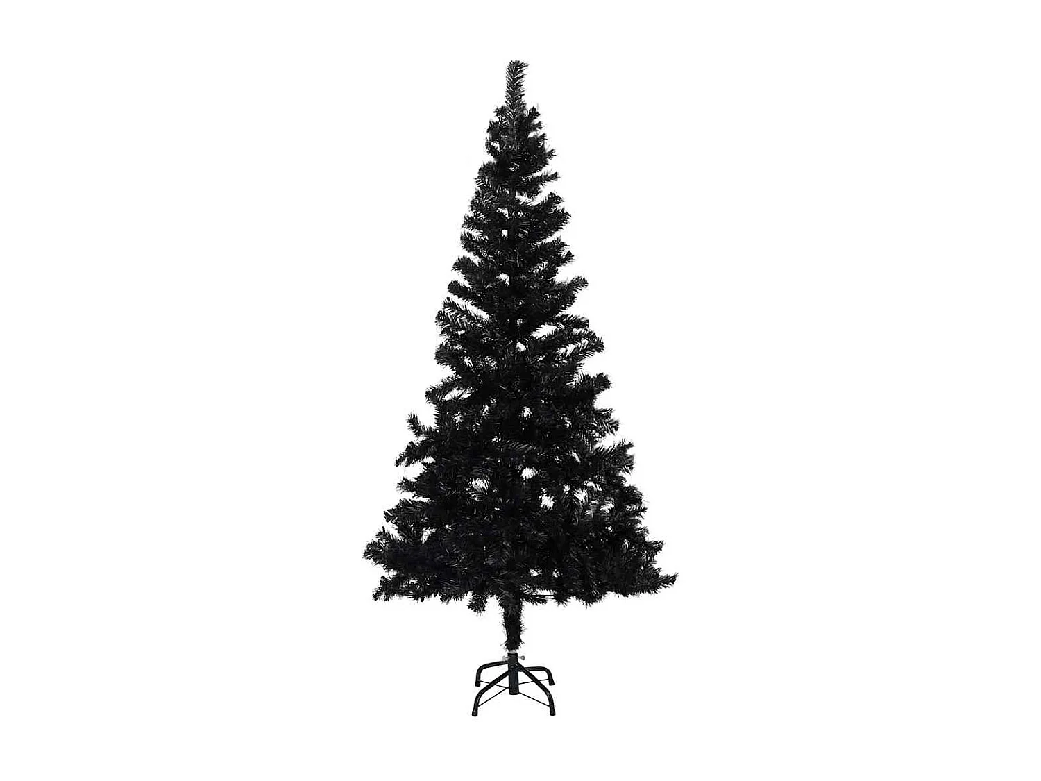 Albero di Natale artificiale preilluminato con palline nere 150 cm PVC