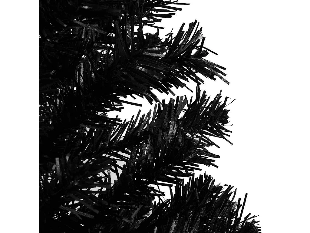 Albero di Natale artificiale preilluminato con palline nere 150 cm PVC
