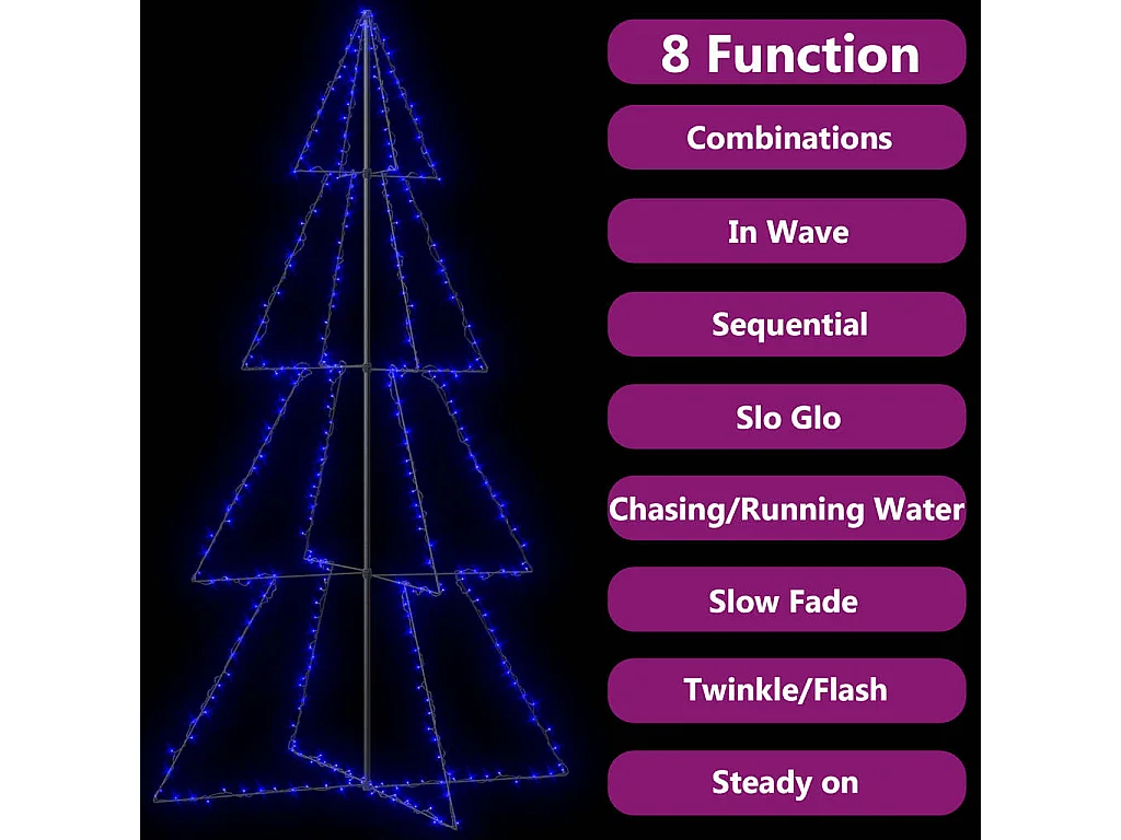 Albero di Natale a cono a 360 LED per interni/esterni 143x250 cm