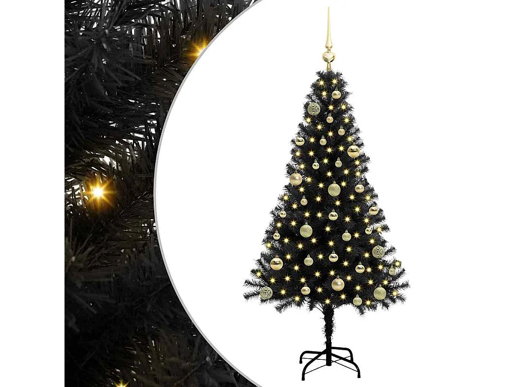 Sapin de Noël avec 150 LED avec support Noir 150 cm PVC