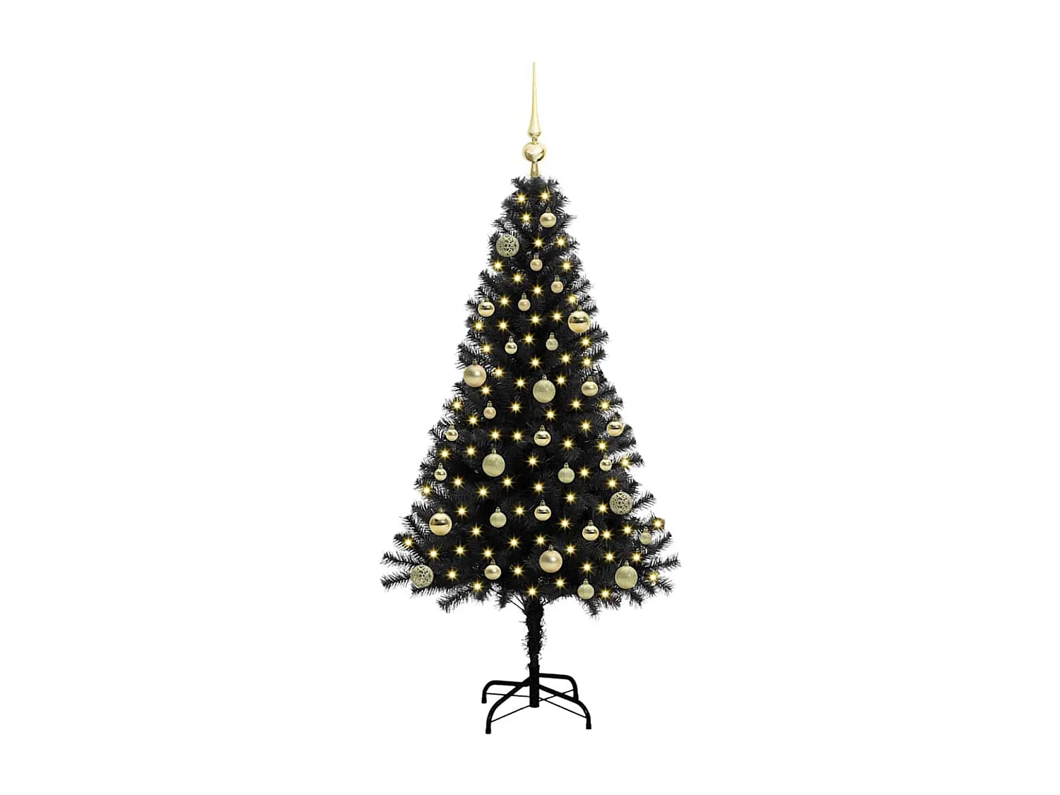 Sapin de Noël avec 150 LED avec support Noir 150 cm PVC