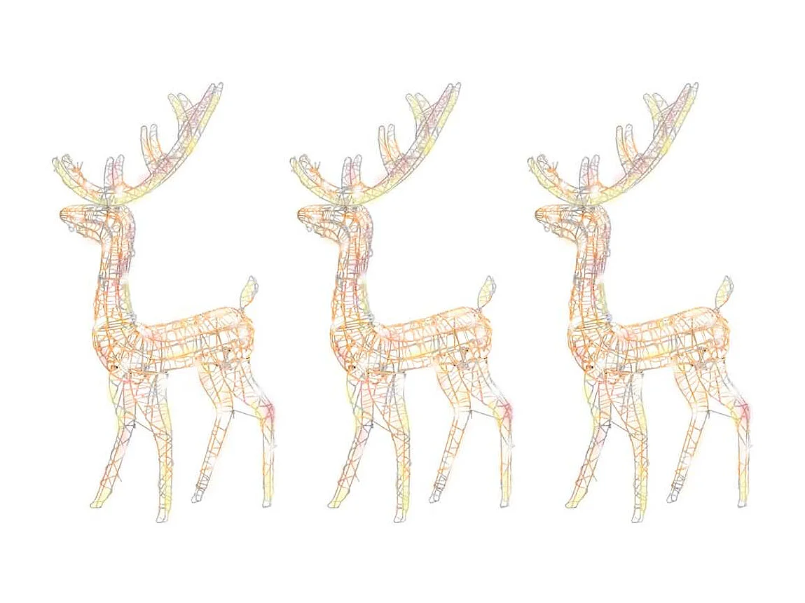 Décorations de Noël de renne Acrylique 3 pcs 120 cm Multicolore