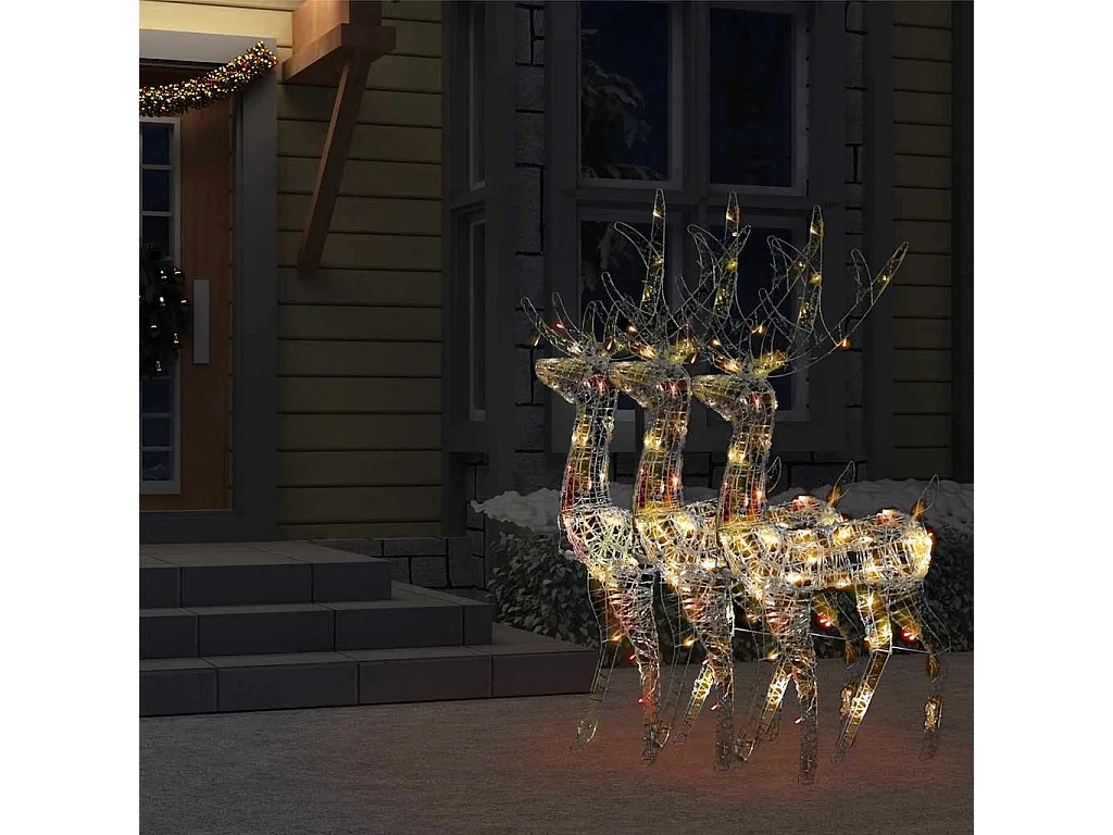 Décorations de Noël de renne Acrylique 3 pcs 120 cm Multicolore
