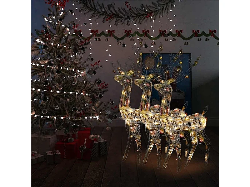 Décorations de Noël de renne Acrylique 3 pcs 120 cm Multicolore