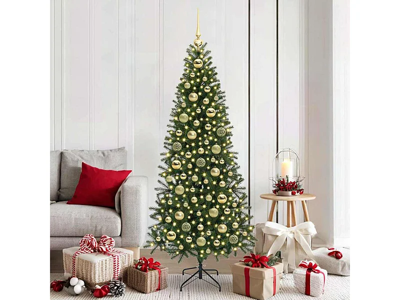 Ensemble de Boules de Noël avec 300 LED 120 pcs Doré Plastique