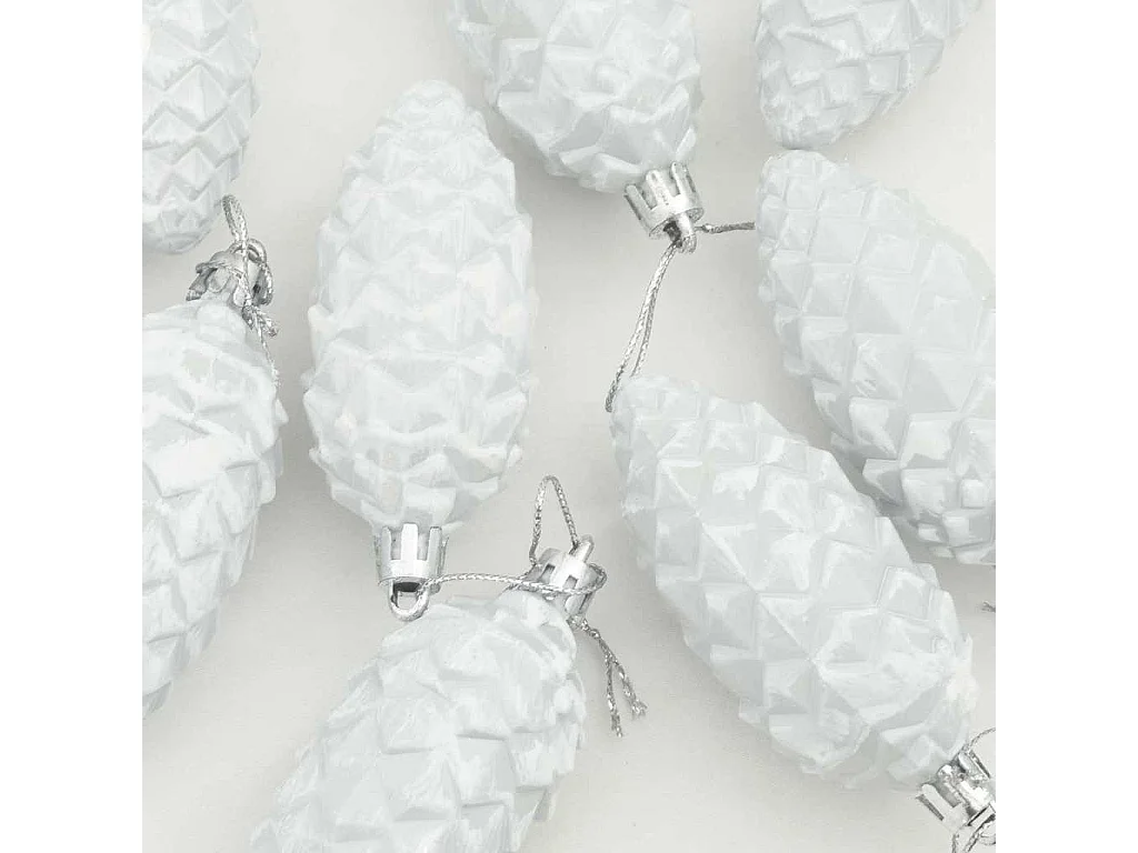 Palline di pigna natalizie 40 pezzi bianche