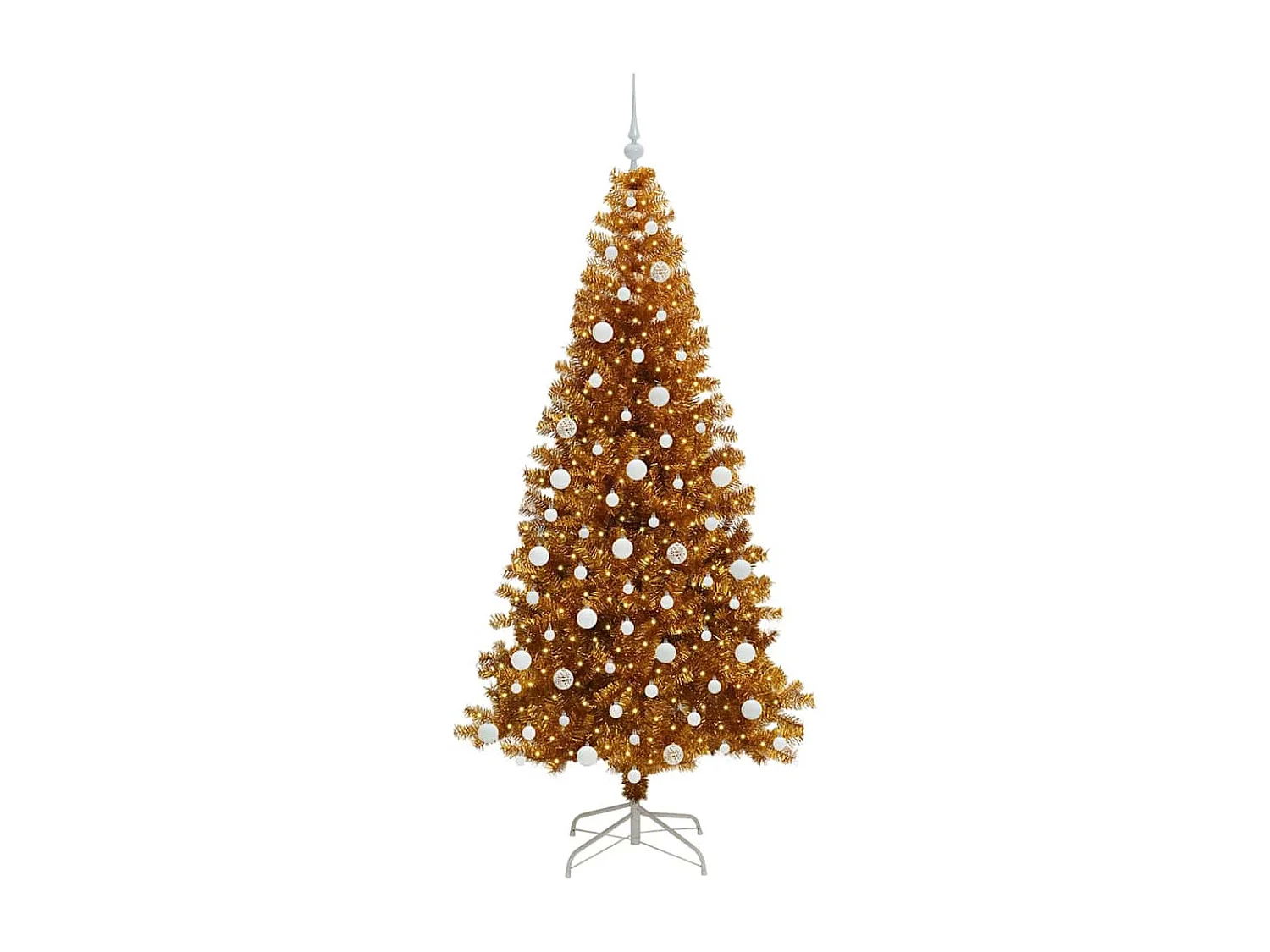 Weihnachtsbaum mit 300 LEDs mit Ständer Gold 210 cm PET