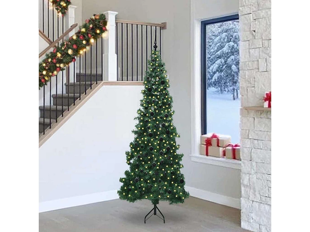 Arbre de Noël artificiel d'angle Vert 240 cm PVC et métal