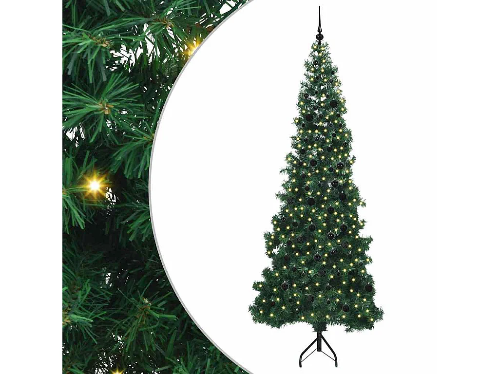 Arbre de Noël artificiel d'angle Vert 240 cm PVC et métal