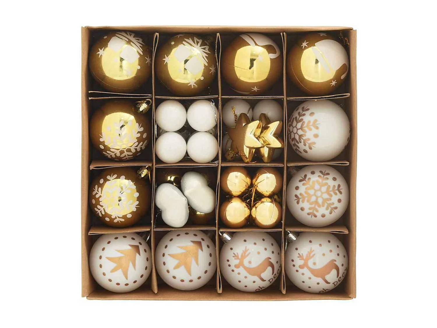 Ensemble de Boules de Noël 40 pcs Blanc et or