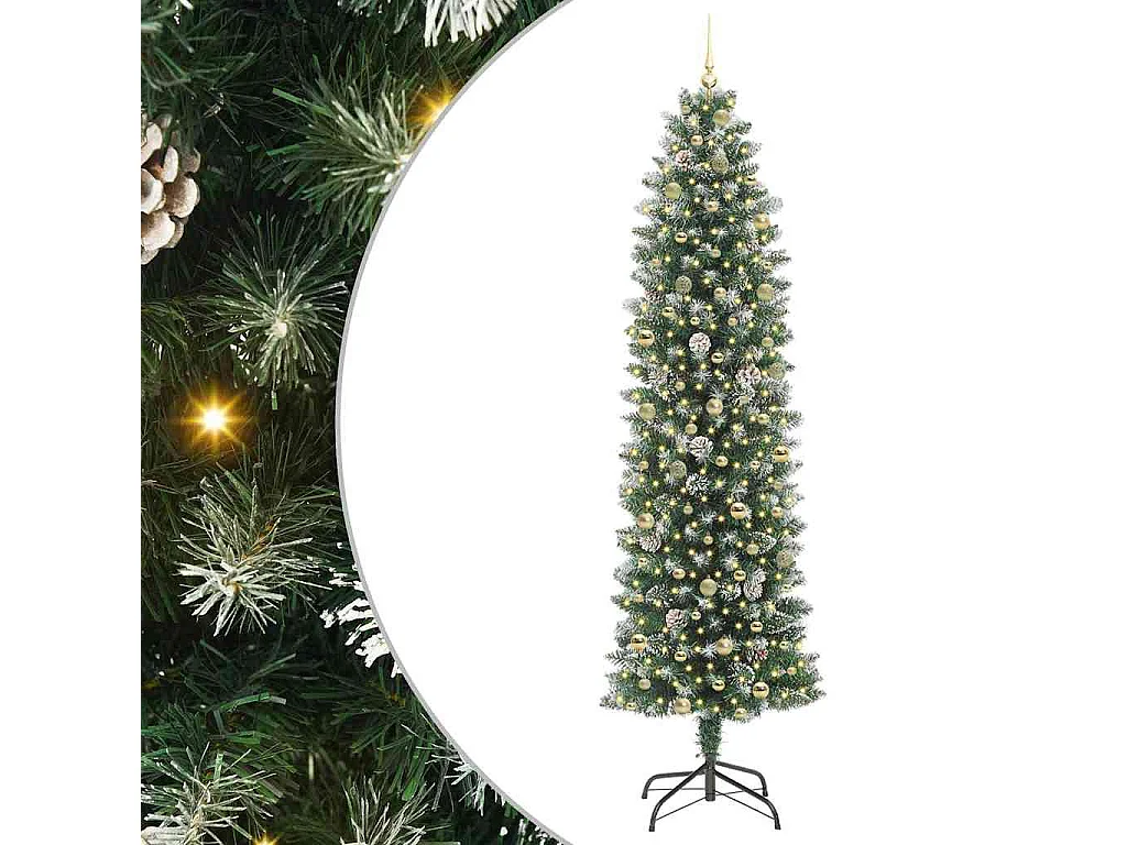 Arbre de Noël artificiel slim avec 300 LED Vert et blanc 240 cm