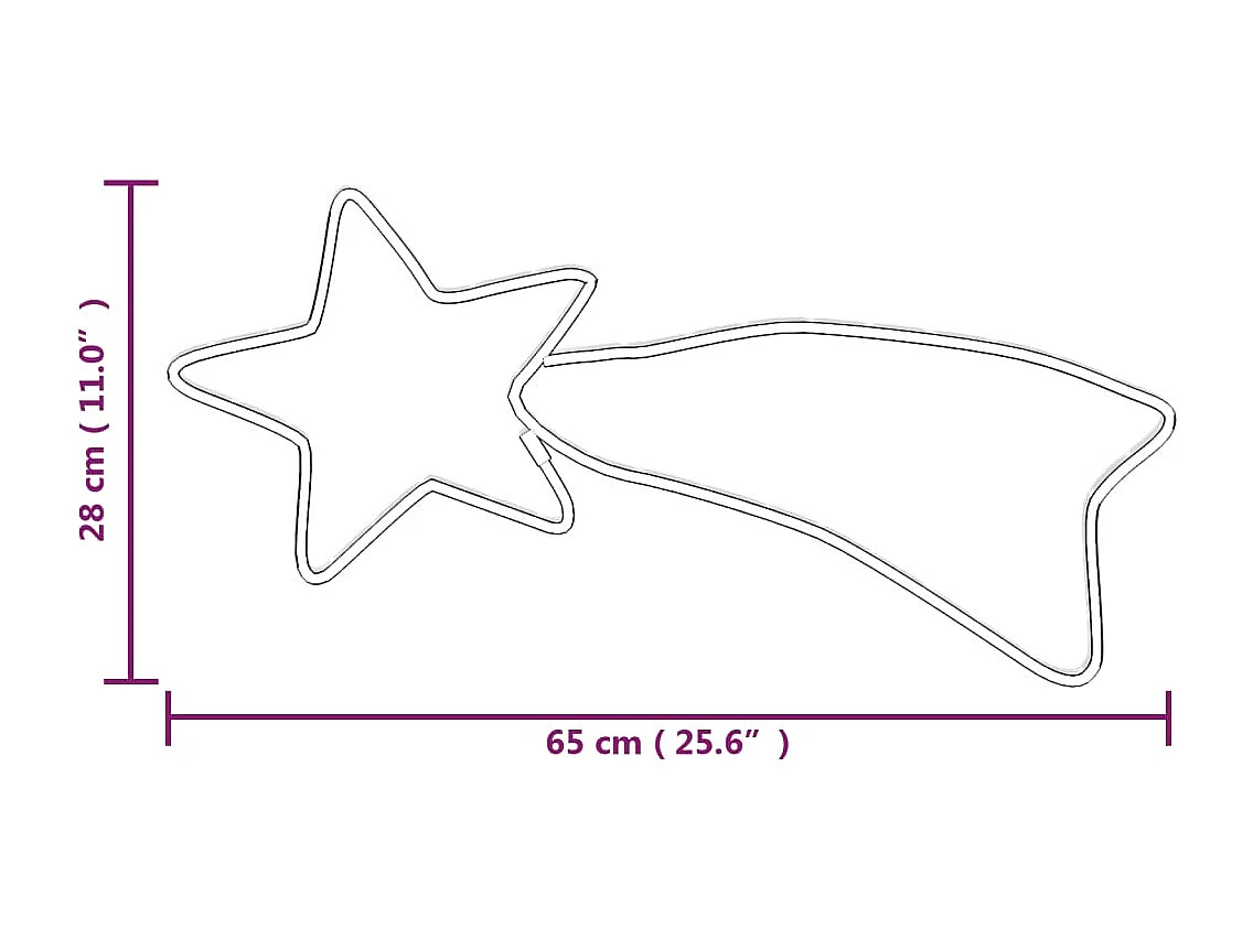 Figures de comète de Noël 48 LED 3 pcs Blanc chaud 65x28 cm