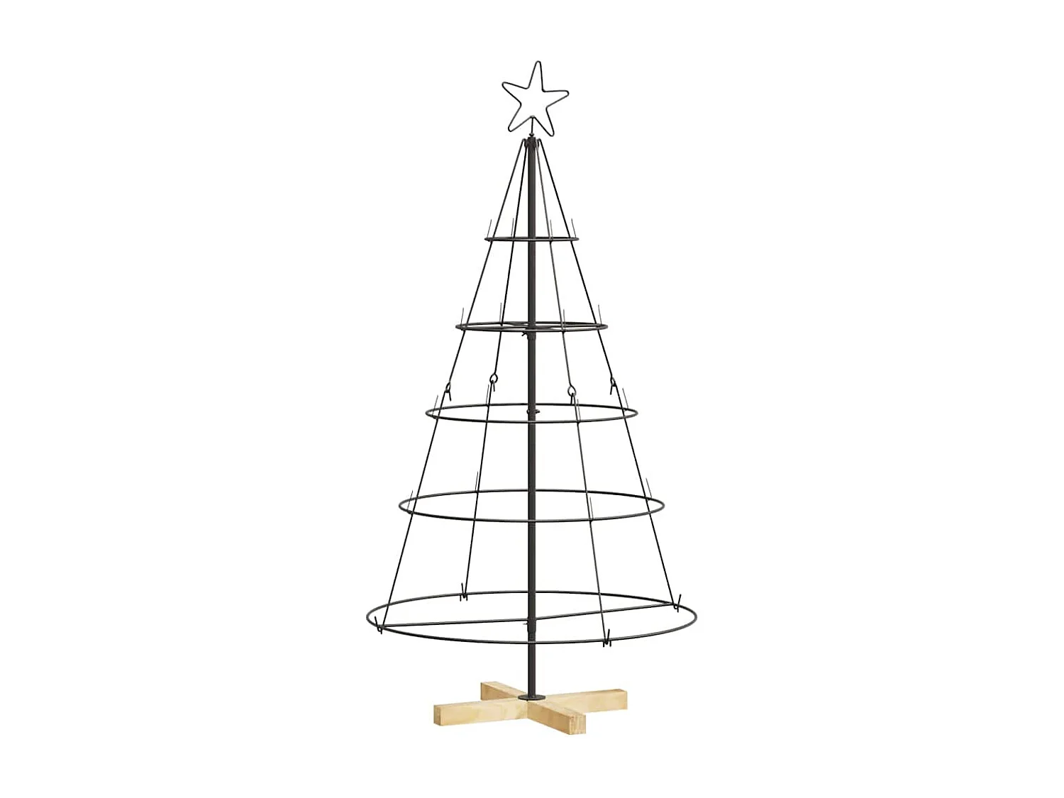 Arbre en cône de Noël avec support Noir 125 cm Acier