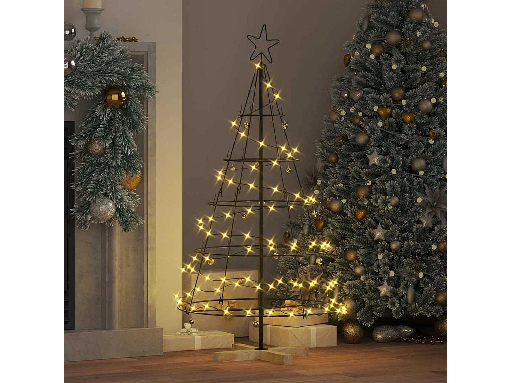 Arbre en cône de Noël avec support Noir 125 cm Acier