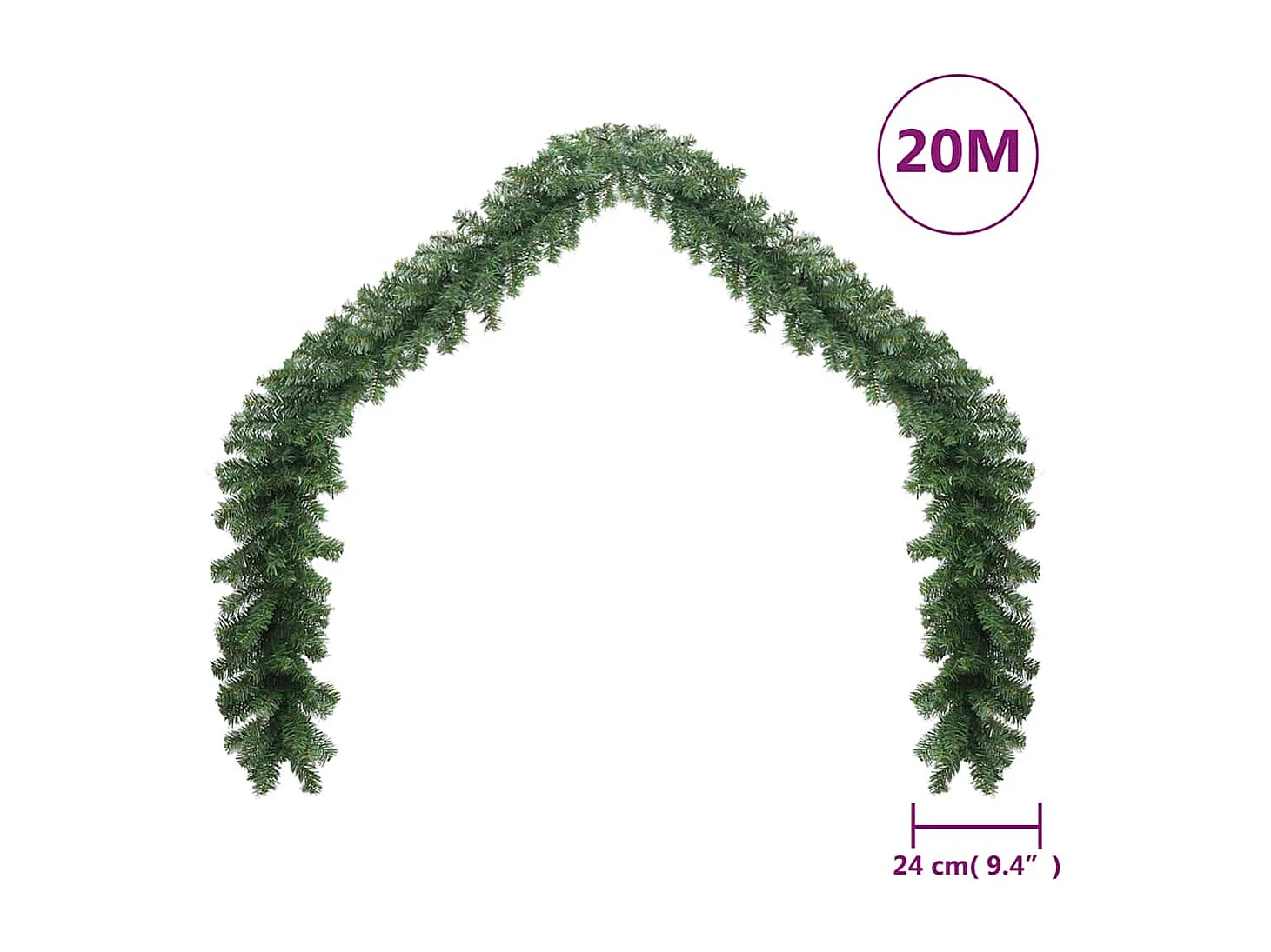 Ghirlanda natalizia in PVC da 20 m