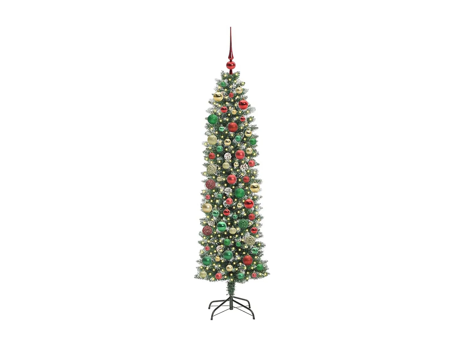 Arbre de Noël artificiel slim avec 300 LED Vert et blanc 180 cm