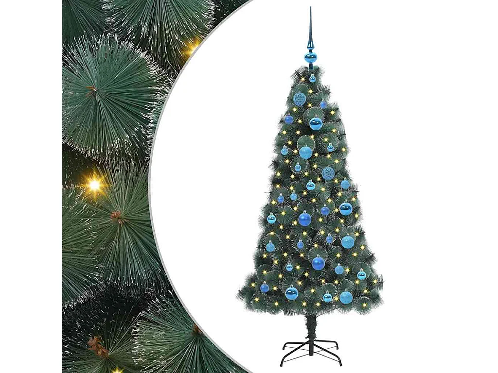 Sapin de Noël artificiel pré-éclairé avec ensemble de boules