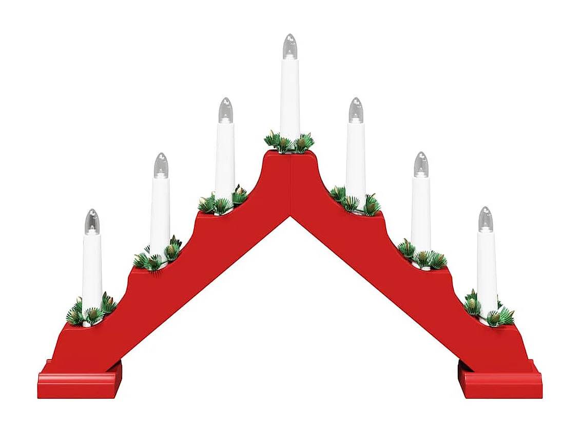 Pont de bougie de Noël Rouge 39.5 x 5 x 29 cm Pin massif
