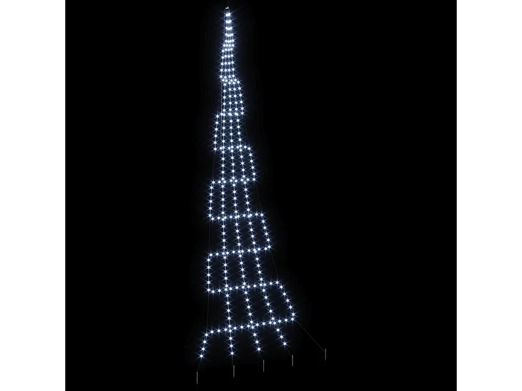 Albero di Natale a LED con picchetti da terra Bianco freddo 500 cm Metallo