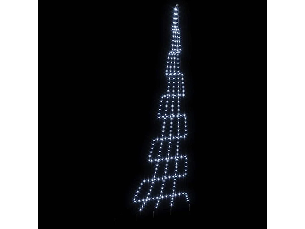 Albero di Natale a LED con picchetti da terra Bianco freddo 500 cm Metallo