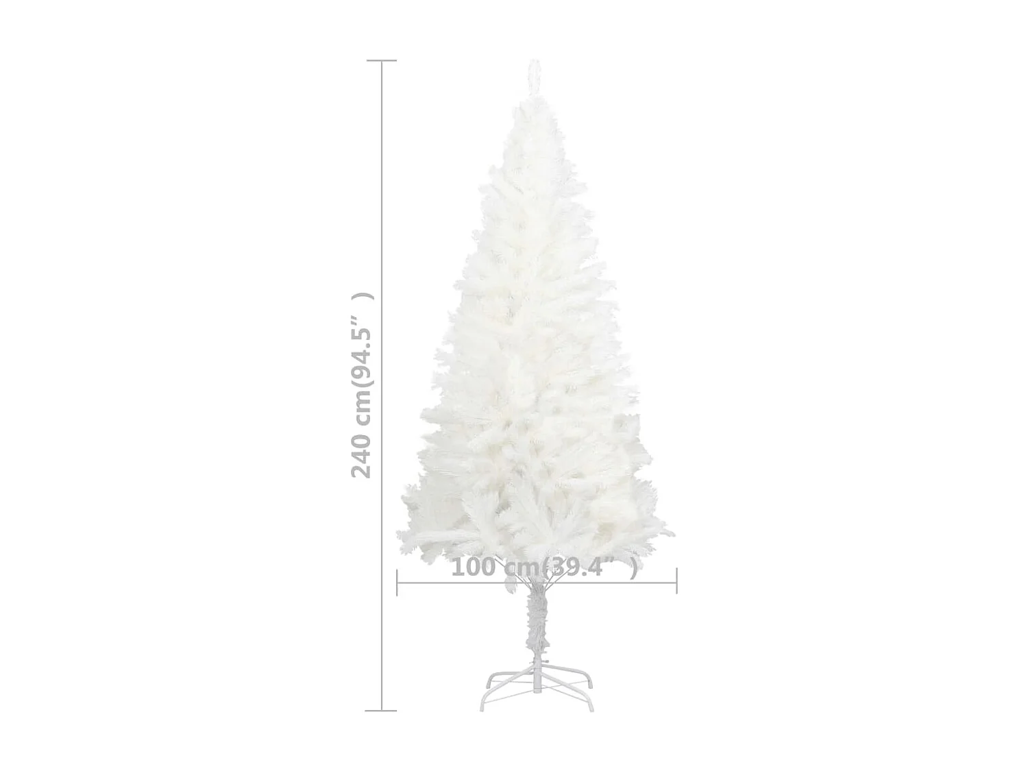Albero di Natale artificiale preilluminato con palline bianche 240 cm