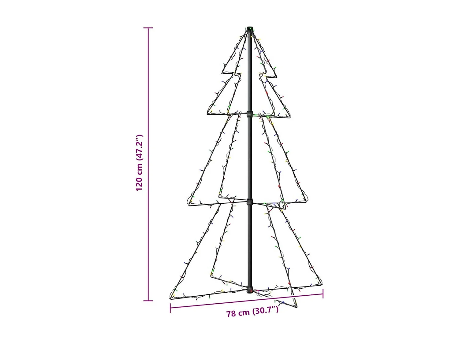 Albero di Natale a cono da interno/esterno 160 LED 78x120 cm
