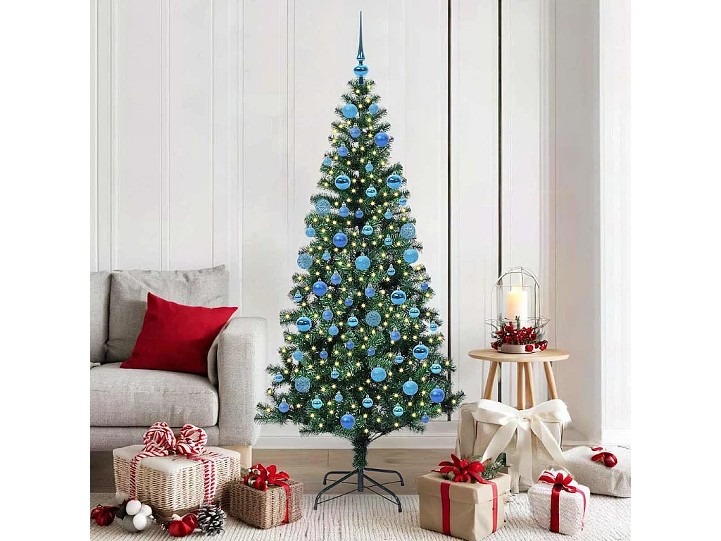 Albero di Natale artificiale preilluminato verde 180 cm in PVC
