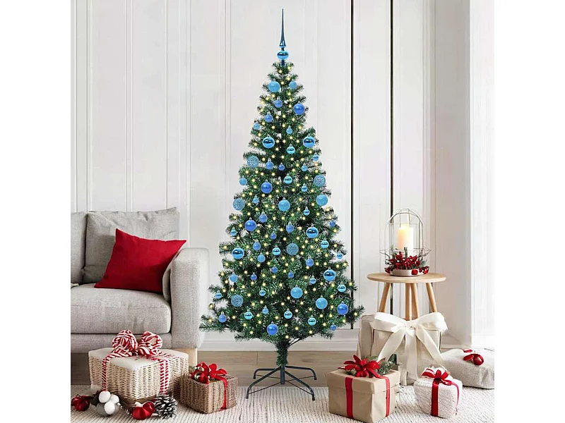 Albero di Natale artificiale preilluminato verde 180 cm in PVC