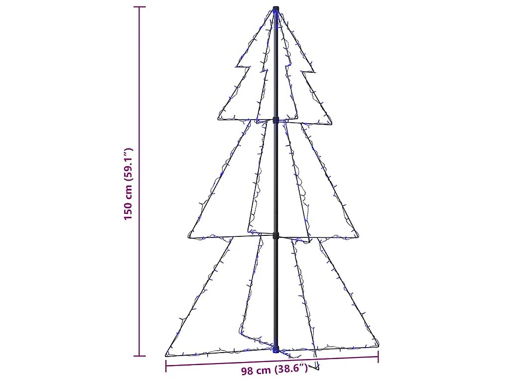Arbre de Noël cône 200 LED d'intérieur/d'extérieur 98x150 cm