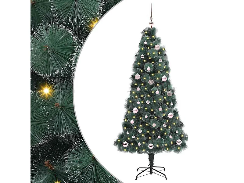 Sapin de Noël artificiel pré-éclairé avec ensemble de boules
