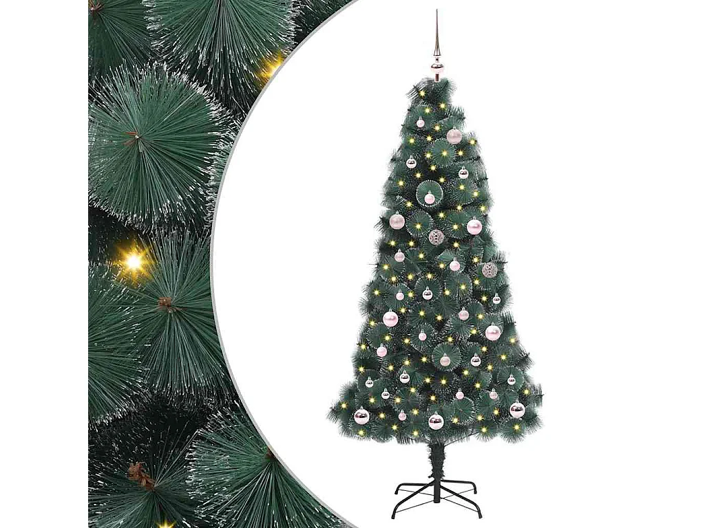 Albero di Natale artificiale preilluminato con set di palline