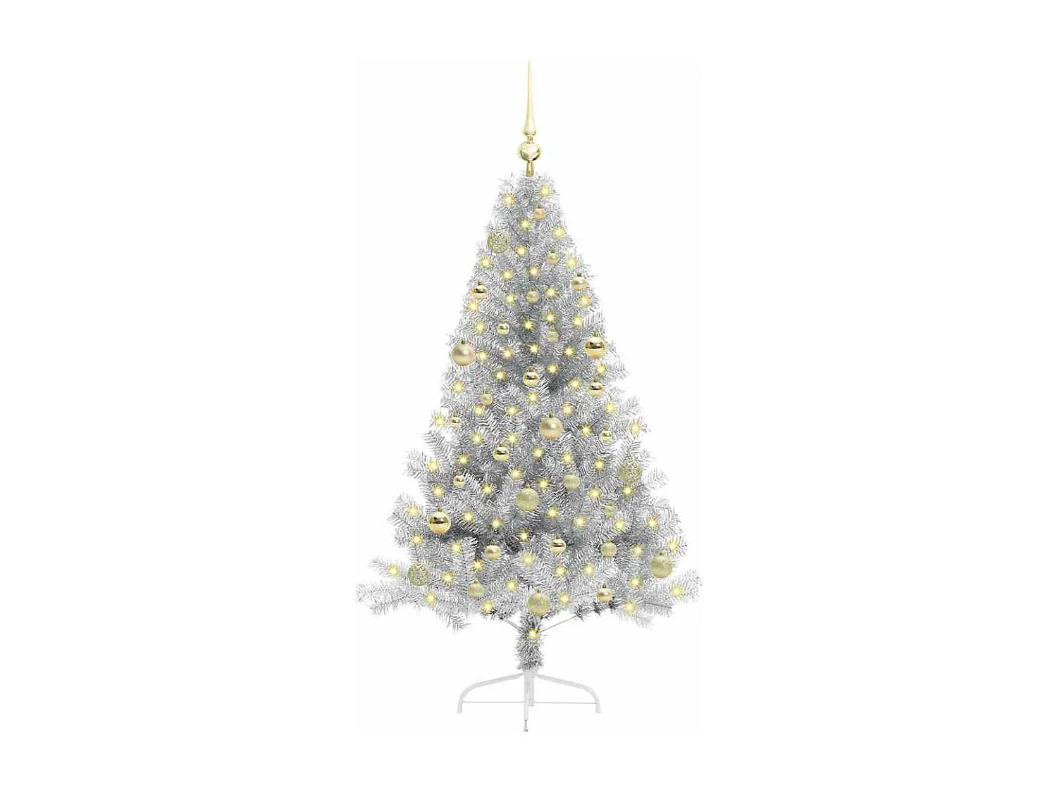 Sapin de Noël artificiel pré-éclairé Argent 150 cm PET