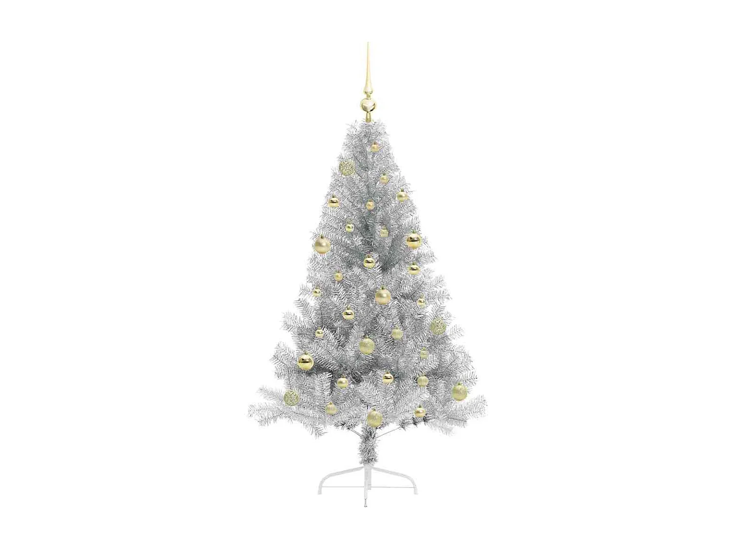 Sapin de Noël artificiel pré-éclairé Argent 150 cm PET