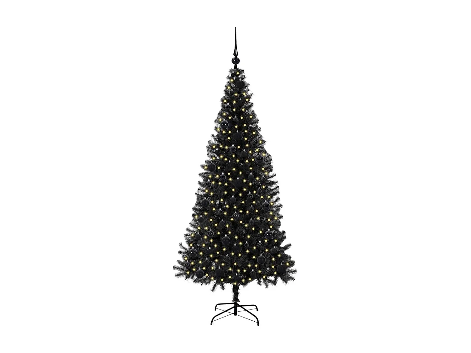 Weihnachtsbaum mit 300 LEDs mit Ständer Schwarz 180 cm PVC