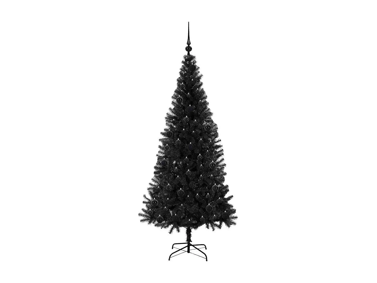 Weihnachtsbaum mit 300 LEDs mit Ständer Schwarz 180 cm PVC
