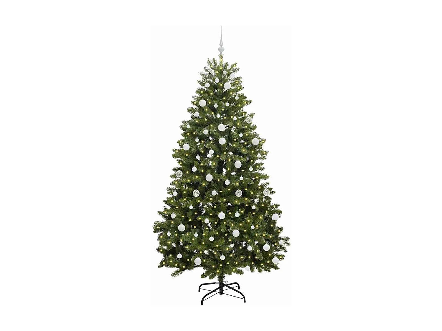 Sapin de Noël artificiel avec 300 LED Vert 210 cm PVC et métal