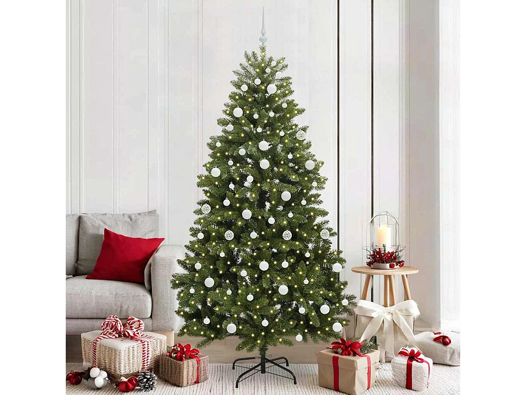 Sapin de Noël artificiel avec 300 LED Vert 210 cm PVC et métal