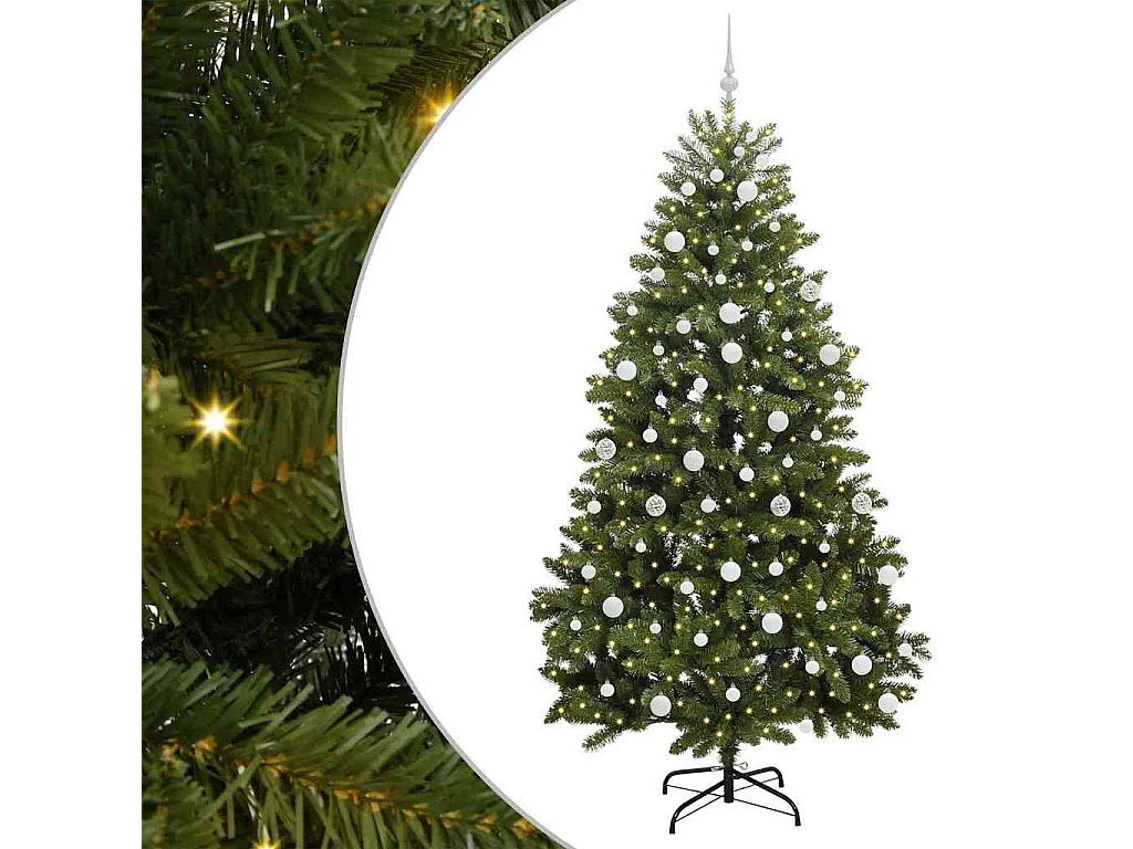 Sapin de Noël artificiel avec 300 LED Vert 210 cm PVC et métal