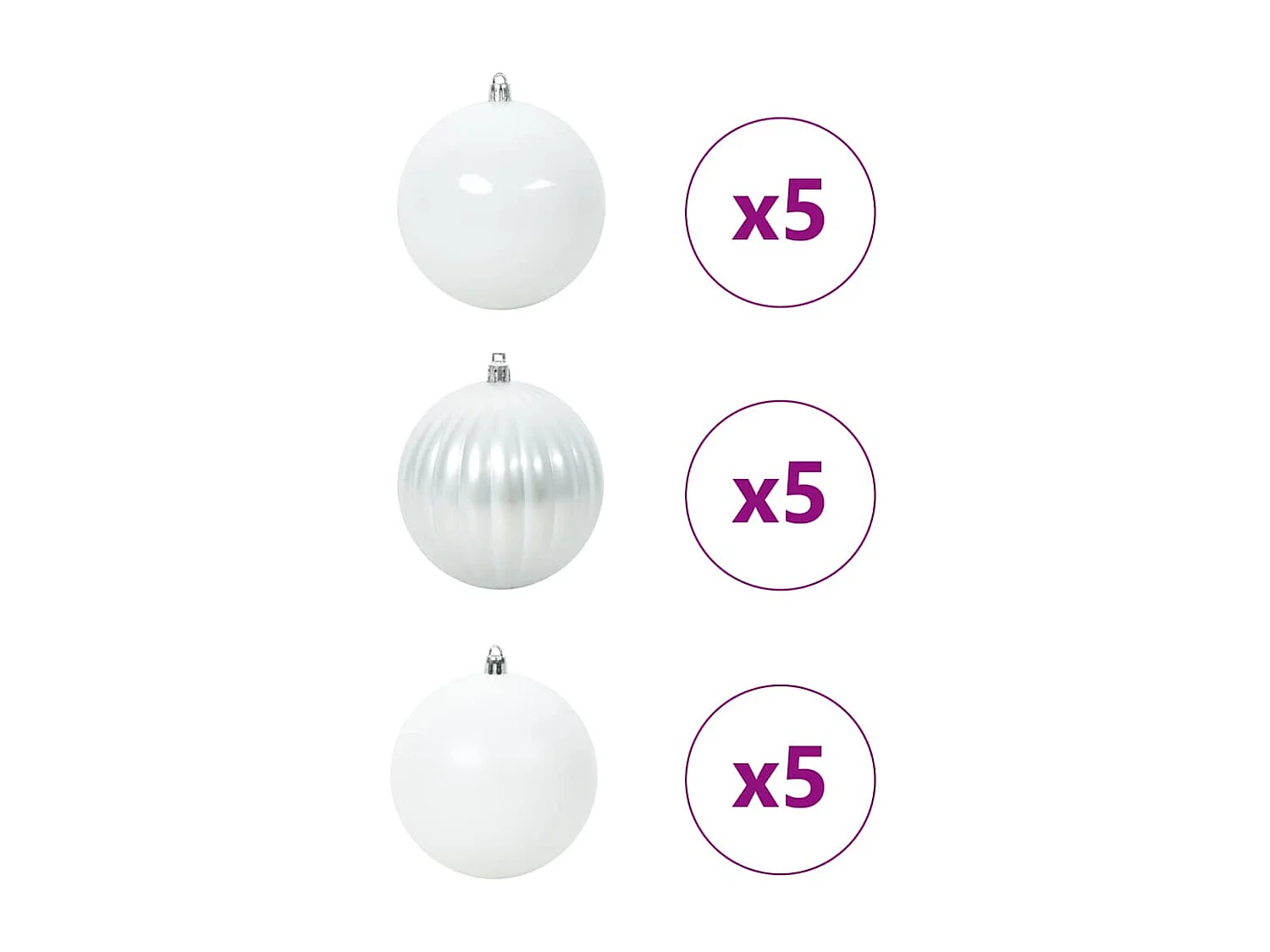 Ensemble de Boules de Noël 15 pcs Blanc