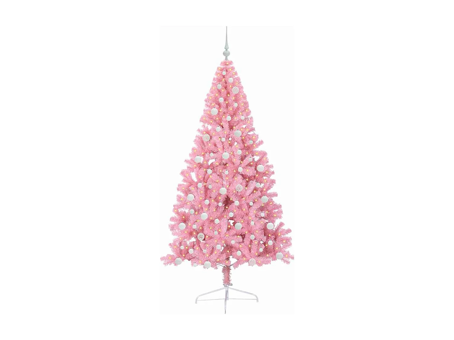 Künstlicher Weihnachtsbaum mit Beleuchtung, Rosa, 210 cm, PVC