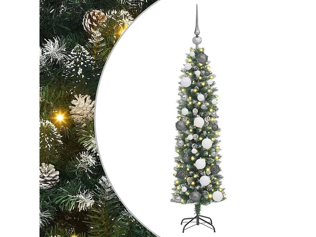 Slanke kunstkerstboom met 150 LED's Groen 120 cm