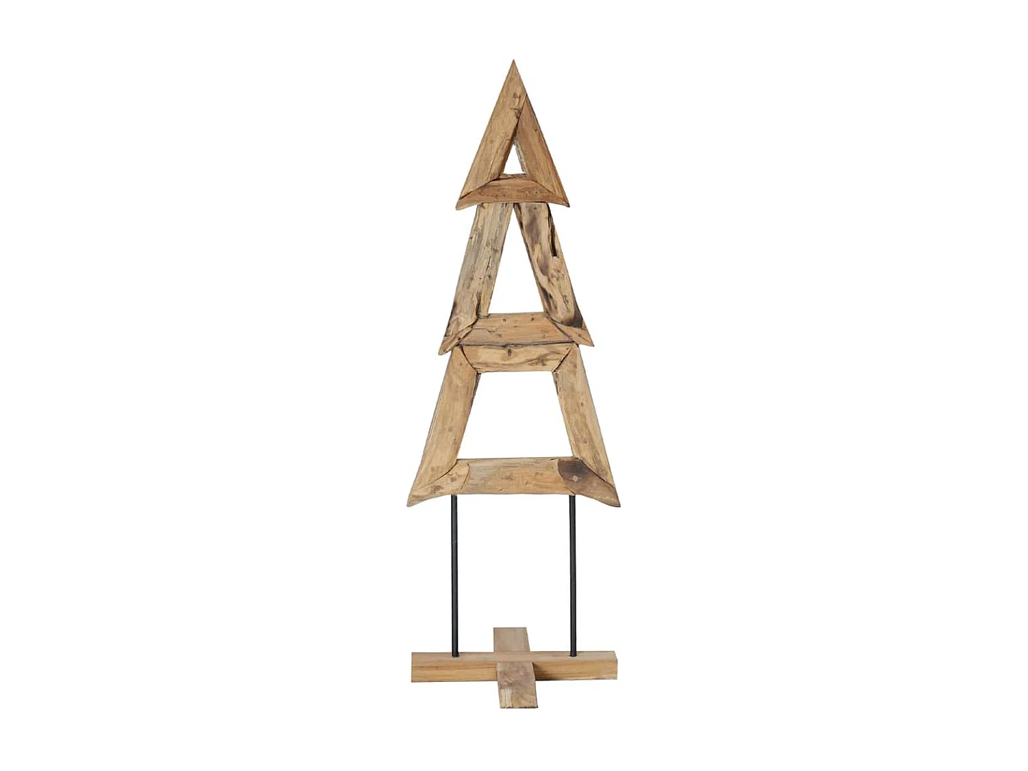 Albero di Natale con supporto marrone 120 cm in legno massello di teak