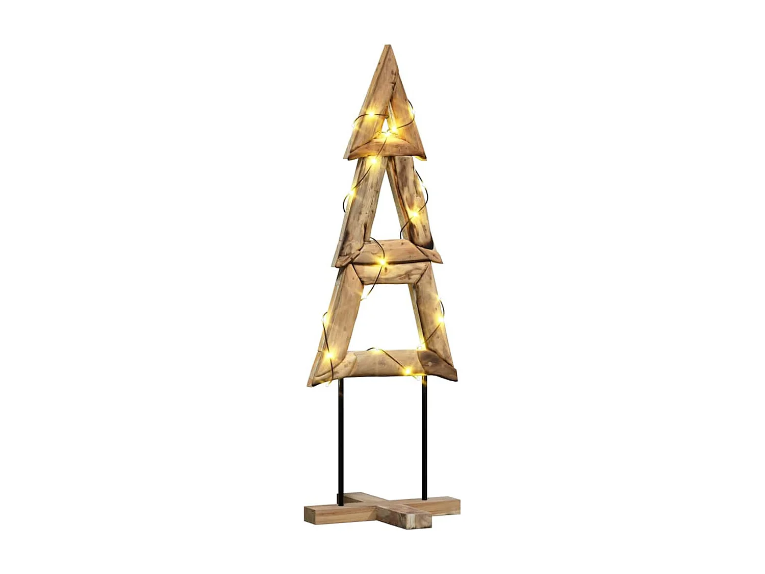 Albero di Natale con supporto marrone 120 cm in legno massello di teak