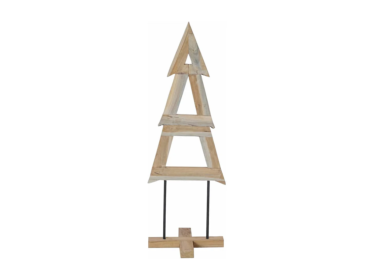 Albero di Natale con supporto marrone 120 cm in legno massello di teak