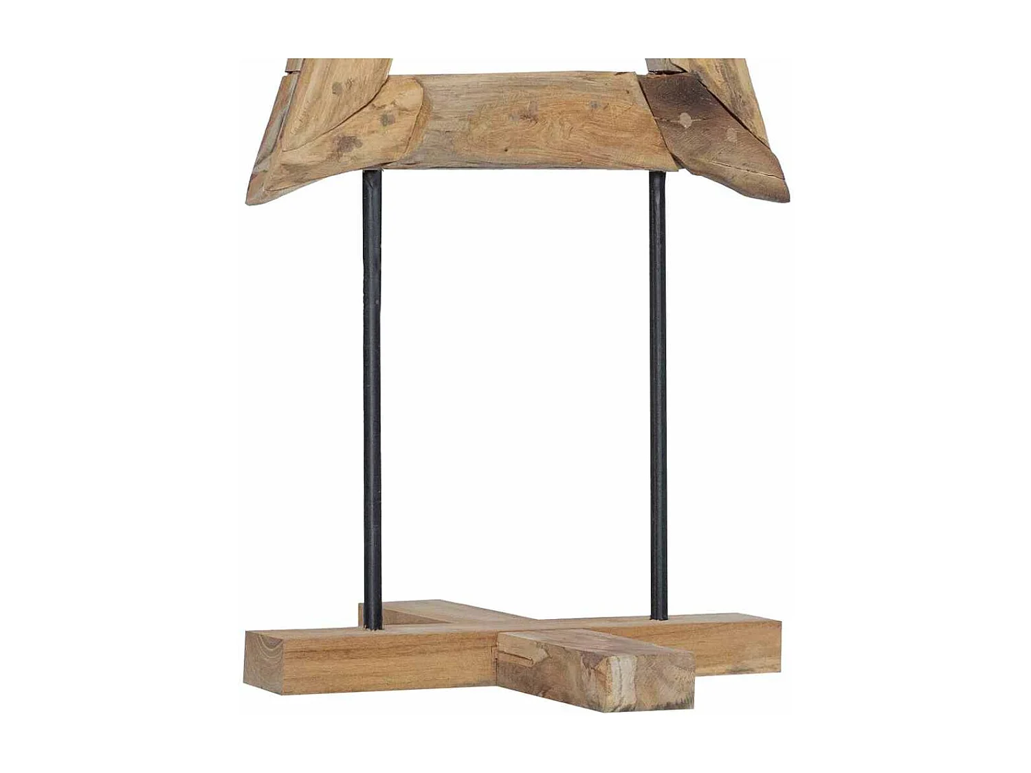 Albero di Natale con supporto marrone 120 cm in legno massello di teak