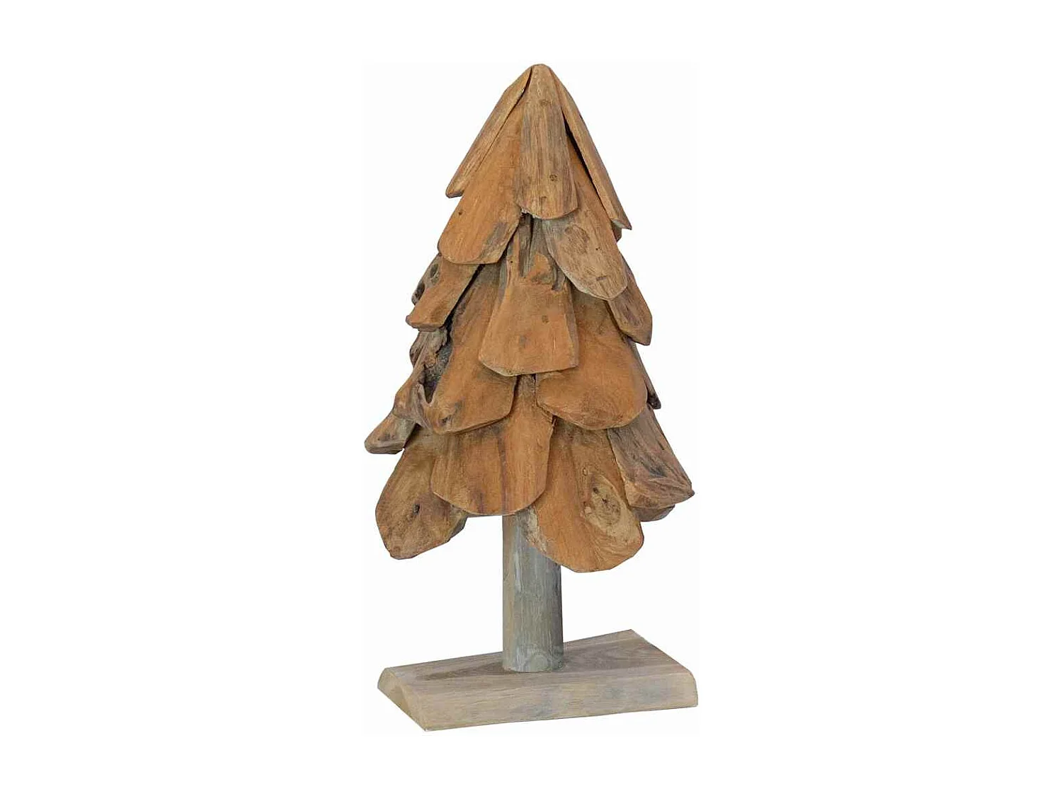 Sapin de Noël avec support Marron 60 cm Bois de teck solide