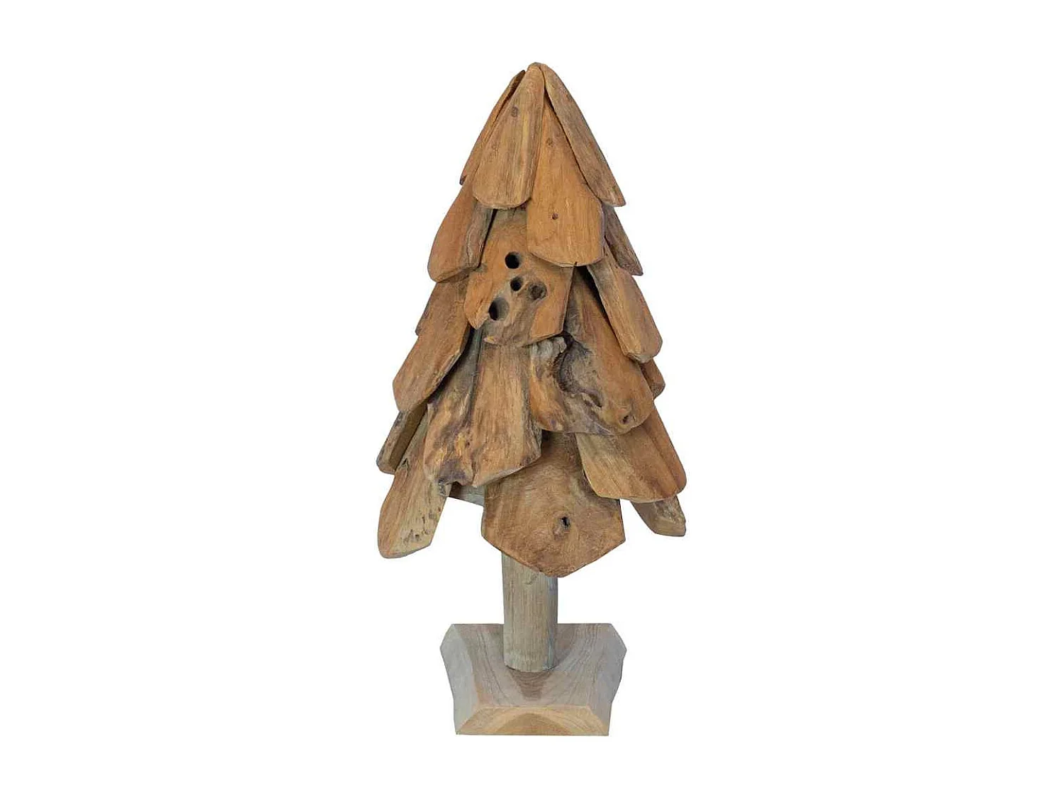 Sapin de Noël avec support Marron 60 cm Bois de teck solide